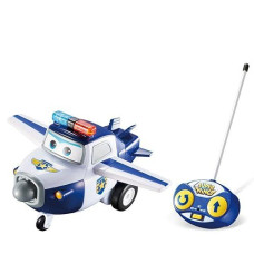 Super Wings - Remote Control Paul | Rc Police Airplane Toys | Easy To Control | Blue And White Vehicle | Best Gift For 3 4 5 Year Old Boys And Girls | Fun For Preschool Kids | Light And Sound Effects