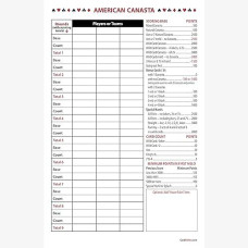 American Canasta Score Pads (5 Pads, 50 Sheets Each) Enjoy The Original. Made In The Usa.