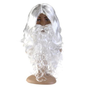 Winomo Santa Wig And Beard Set Christmas Wig White Fancy Dress Costume
