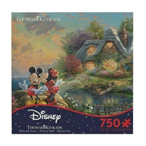 Ceaco Thomas Kinkade The Disney Collection Mickey And Minnie Sweetheart Cove Jigsaw Puzzle, 750 Pieces
