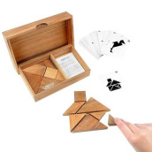Logica Puzzles Art. Double Tangram - Brain Teaser In Fine Wood For 1/2 Players - 65 Puzzles In 1 - Educational Puzzle - Mind Puzzle