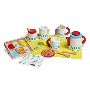 Melissa & Doug Steep & Serve Wooden Toy Tea Set | Wooden Toys | Pretend Play | Play Food | 3+ | Gift For Boy Or Girl