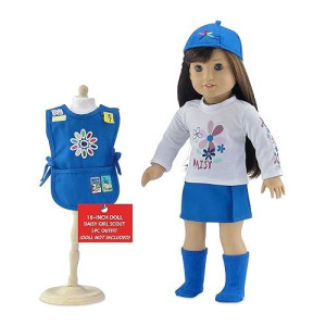 Emily Rose 18 Inch Doll Clothes | 18 Doll Daisy Girl Scout-Inspired 5 Piece Doll Clothing Uniform, Including Tunic With Embroidered Patches! | Gift Boxed!