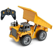 Top Race Rc Remote Control Dump Truck Toy | 11" X 5.7" | Alloy Metal And Plastic 4Wd With Heavy Rubber Tires - 2.4Ghz - Toy Trucks Rc Dump Truck Rc Construction Vehicles Remote Control Tractor
