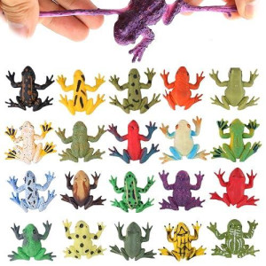 Valefortoy Frog Toys,12 Pack Mini Rubber Frog Sets,Super Stretches Material Tpr With Gift Bag, Realistic Frog Figure Toys For Boy
