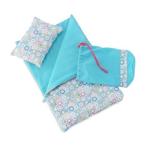 Emily Rose 18 Inch Doll Bedding Slumber Bed Accessories | 3 Pc Colorful Flower Print 18" Doll Sleeping Bag With Accessory Case | Compatible With 18-In American Girl Dolls