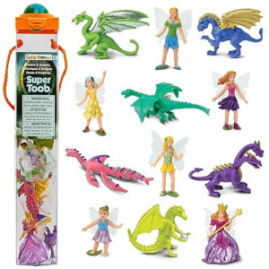 Safari Ltd. Fairies And Dragons Super Toob Figurines - Detailed Miniature Plastic Figures - Fantasy Toy Set For Boys, Girls & Kids Ages 3+