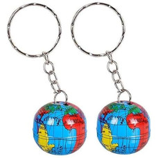 Globe Key Chains Keychains - Lot Of 48 (4 Dozen) - Party Favors By Rockymart