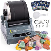 NATIONAL GEOGRAPHIC Hobby Rock Tumbler Kit - Includes Rough Gemstones, 4 Polishing Grits, Jewelry Fastenings, and Detailed Learning Guide - Great STEM Science Kit for Geology Enthusiasts