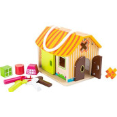 Small Foot Wooden Toys Wood Shed With Keys Motor Skills Playset Designed For Children 12+ Months, Multi (10315)