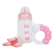 Jc Toys Pink Baby Doll Bottle, Rattle & Pacifier Set For Keeps Playtime! | Fits Many Dolls Up To 15" | Play Accessories | Ages 2+