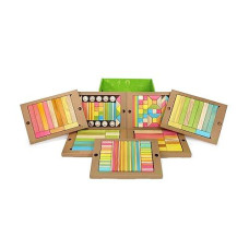 240 Piece Tegu Classroom Magnetic Wooden Block Set, Tints