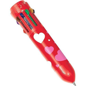 Amscan Multicolor Valentine 10-Color Pen - 3.75" (Pack Of 1) - Ideal For Creative Expression & Smooth Writing Experience
