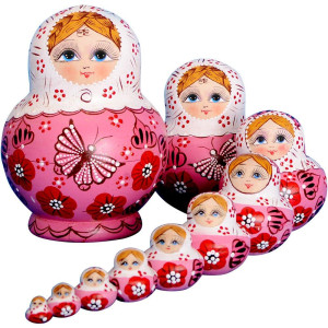 Yakelus 10Pcs Russian Nesting Dolls Matryoshka Handmade01071