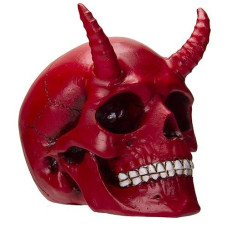 Summit Collection Red Devil Horned Skull Demon Skull Human Skull Bone 3.75 Inch