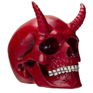 Summit Collection Red Devil Horned Skull Demon Skull Human Skull Bone 3.75 Inch