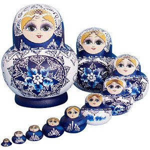 Yakelus Russian Nesting Dolls Russian Dolls Matryoshka Doll Russian Dolls For Kids For Adults 10 Piece Set Handmade 1070