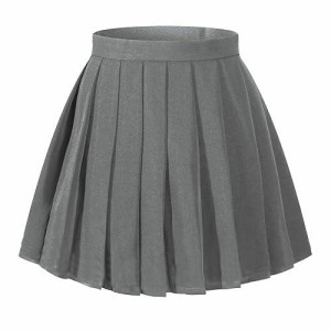 Beautifulfashionlife Girl'S Japan School Plain Solid Pleated Costumes Skirts (M,Dark Grey)