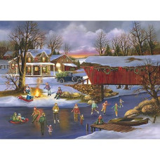 Bits And Pieces - 300 Large Piece Jigsaw Puzzle For Adults - An Old Fashioned Christmas - 300 Pc Snowy Winter Holiday Jigsaw By Artist H.Hargrove