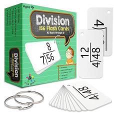 Star Right Math Flash Cards - Division Flash Cards - 156 Hole Punched Math Game Flash Cards - 2 Binder Rings - For Ages 8 And Up - 3Rd, 4Th, 5Th And 6Th Grade