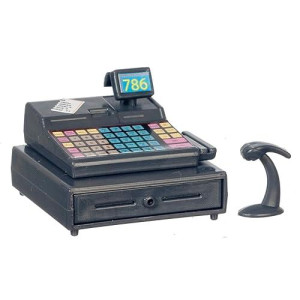 Dollhouse Modern Cash Register Till With Scanner Miniature Shop Accessory