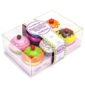 Imagination Generation Wood Eats! Scrumptious Cupcakes Dessert Set - 6 Colorful Cakes, Great For Baking Playsets, Play Kitchens And Play Food Toys