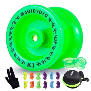 Magicyoyo Responsive Yoyo K1 Plus Glow In The Dark Green Yoyo For Beginner Kids, Plastic Abs Yoyo With Yoyo Glove+Yoyo Bag +12 Replacement Yoyo Strings