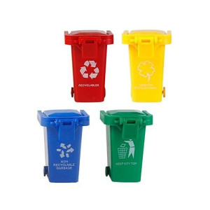 Aiting Kids Push Toy Vehicles Garbage Truck'S Trash Cans Toys Mini Curbside Vehicle Garbage Bin