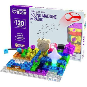 E-Blox Building Blocks Stem Circuit Kit, 120 Projects, Build Your Own Sound Machine & Radio, Build Real Working Fm Radio & Listen To Favorite Station, Science, Birthday Gift, Boys, Girls, 8+
