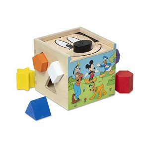Melissa & Doug Disney Mickey Mouse & Friends Wooden Shape Sorting Cube