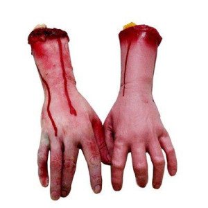 XONOR Halloween Human Arm Plastic Soft Hands Bloody Dead Body Parts Haunted House Halloween Decorations, 2-Pieces (Left and Right)