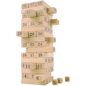 Cooltoys Timber Tower Wood Block Stacking Game - Number Match Playset (48 Pieces)