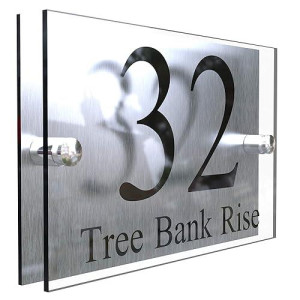 K Smart Sign Ltd House Sign Modern glass Effect Acrylic Door Number Name Road Plate Plaque