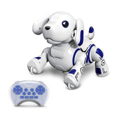 Hi-Tech Remote Control Robot Dogs Toys, Voice Control Interactive Aibo Robot Dog, Programmable Music Dance Smart Puppy Pet For Kids Toddlers Boys Girls Ages 4-9 (White)