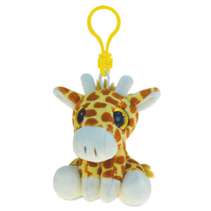 Dollibu Giraffe Plush Big Eyes Keychain Stuffed Animal - Soft Wild Jungle Animal Charm With Sparkling Big Eyes Decorative Zoo Plush Toy Accessory & Fun Buddy Clip