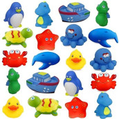 Dimple Set Of 20 Floating Bath Toys, Sea Animals Squirter Toys For Boys & Girls, Assorted Sea Animals Friends, Squeeze To Spray! Tons Of Fun, Great For Kids & Toddlers