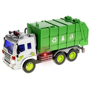 Powertrc Friction Powered Garbage Truck Toy With Lights And Sounds