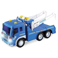 Liberty Imports Friction Powered Wrecker Tow Truck Toy Towing Play Vehicle With Lights And Sounds (Double Hooks)