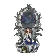 Mythical Fairy With Dragon Art Light-Up Figurine 8X5.625X2.5