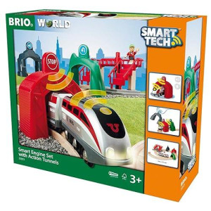 Brio World - 33873 Smart Tech Engine Set With Action Tunnels | 17 Piece Train Toy With Accessories And Wooden Tracks For Kids Age 3 And Up