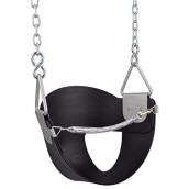 Swing Set Stuff High Back Half Bucket Swing Seat with chains and Hooks, Black
