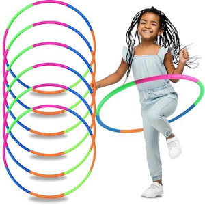6 Pack: Toy Hoop Bundle Pack - Snap Together Detachable Adjustable Weight Size Plastic Hoops - Kids Hoola Rings For Sports, Exercise, Playing, 32-Inch