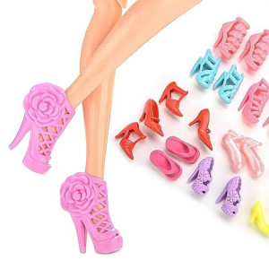 60Pcs Shoes For Dolls - Fashion Doll Style Shoes High Fashion Shoe Toy Miniature Designer Shoes For 11.5 Inch Girl Doll - Fashion Pack Dolls Shoes And Accessories Shoe Heel Miniature Shoe Collectibles