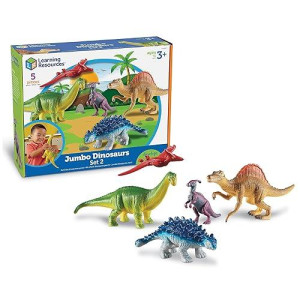 Learning Resources Jumbo Dinosaurs Expanded Set - 5 Pieces, Ages 3+, Dinosaurs For Toddlers, Dinosaurs Action Figure Toys, Kids' Play Dinosaur, Dinosaur Toys For Kids