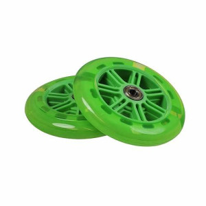 Alveytech 125 Mm Wheels For The Razor A3 Kick Scooter, Clear Wheel Green Hub (Set Of 2)
