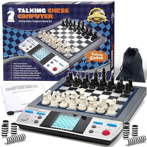 Icore Electronic Chess Set - Talking Chess Computer Set, Board Game, Beginner Chess Sets With Learning Tactics Modes, Computer Chess For Kids & Adults