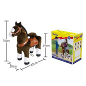 PonyCycle Official Riding Horse Toy Chocolate Brown with White Hoof Giddy up Pony Plush Toy Walking Animal Size 3 for Age 3-5 Years Ux321