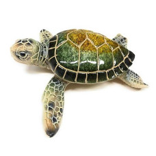 Green Tree Sea Turtle Resin Figurine, Indoor Outdoor Decor, 5.25 Inches Wide