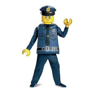 Disguise Lego Police Officer Deluxe Costume, Blue, Small (4-6)