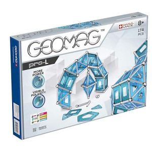 Geomag Swiss-Made Pro-L Ultimate Magnetic Construction & Engineering System 174-Piece Building Set For Kids Ages 8+, Sticks & Connectors, Stem Montessori Educational Toy, Creativity, Engineering Fun